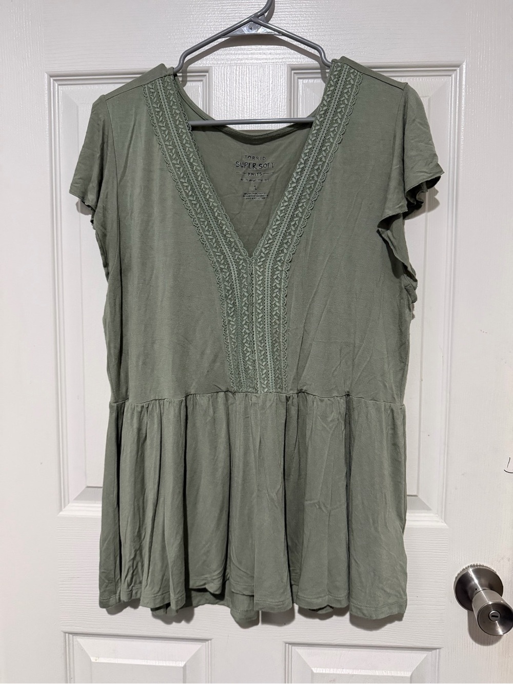 Super Soft Olive Green V-Neck Women's Top